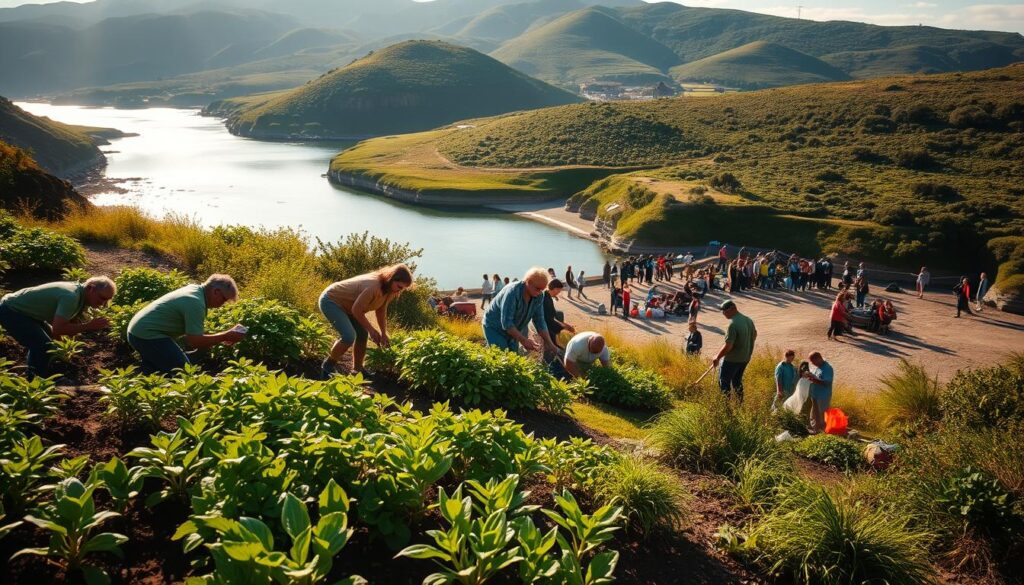 Iniciativas ambientais - Jardins comunitários e limpeza de praias e rios