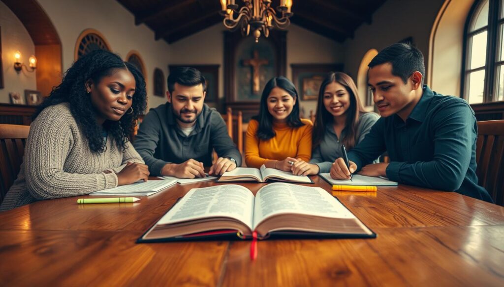 bíblia sagrada em grupo de estudo